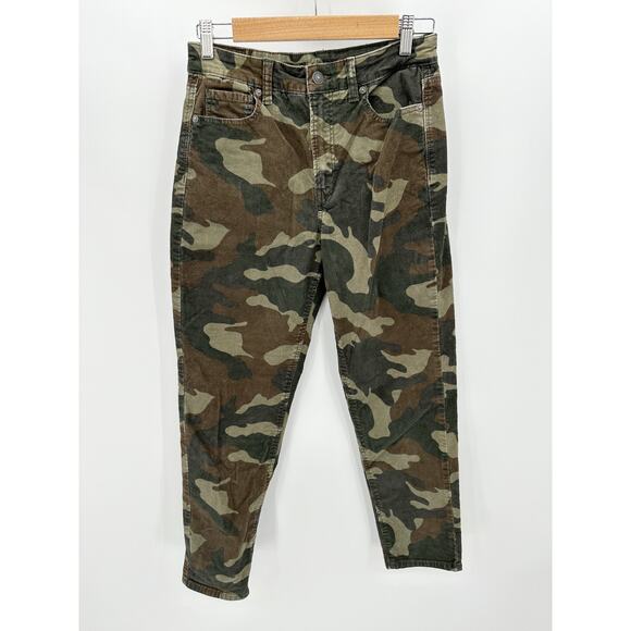 American Eagle AEO Jeans Women 4 Regular Green Camo Mom Corduroy Cotton Blend - Picture 1 of 9